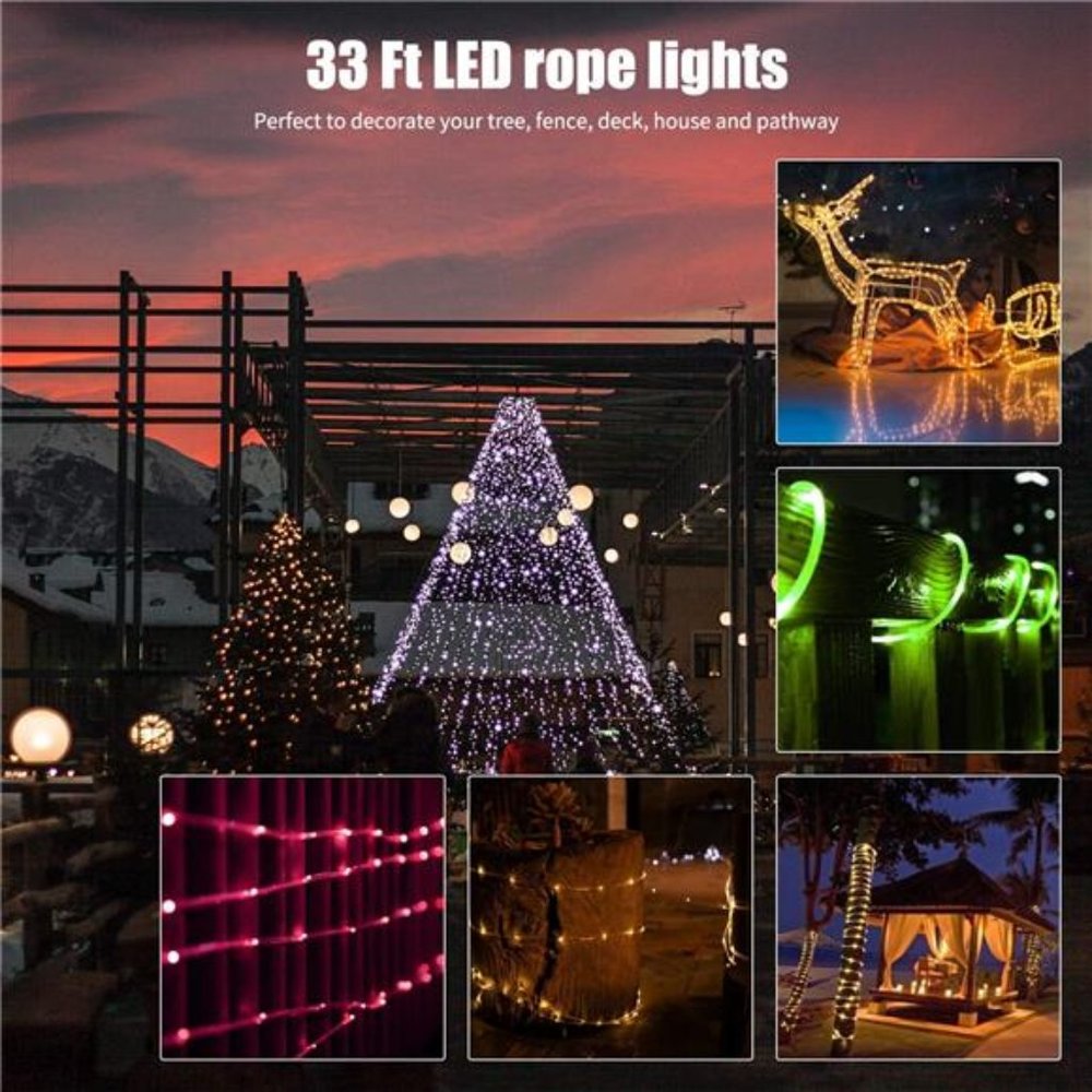 Color Changing Rope Lights: Outdoor Lights with Plug & Remote 16 Colors (33 FT) - Picture 4 of 6